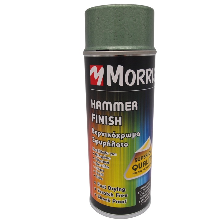 Morris kalapácslakk spray, zöld, matt, fa, fém, alumínium, üveg, kő és műanyag felületekre 400 ml