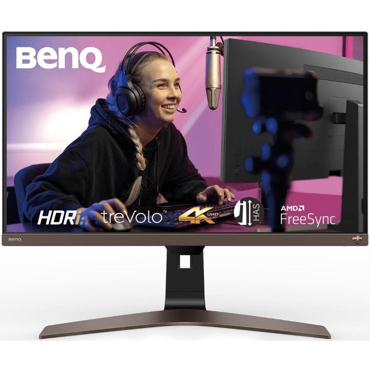 Монитор BenQ EW2880U, 28", LED, IPS, 3840 x 2160 4K, 2 x HDMI 2.0, 1 x USB Type-C, 1 x DisplayPort 1.4, 1 x Audio Out, Вградени високоговорители 2 x 3W