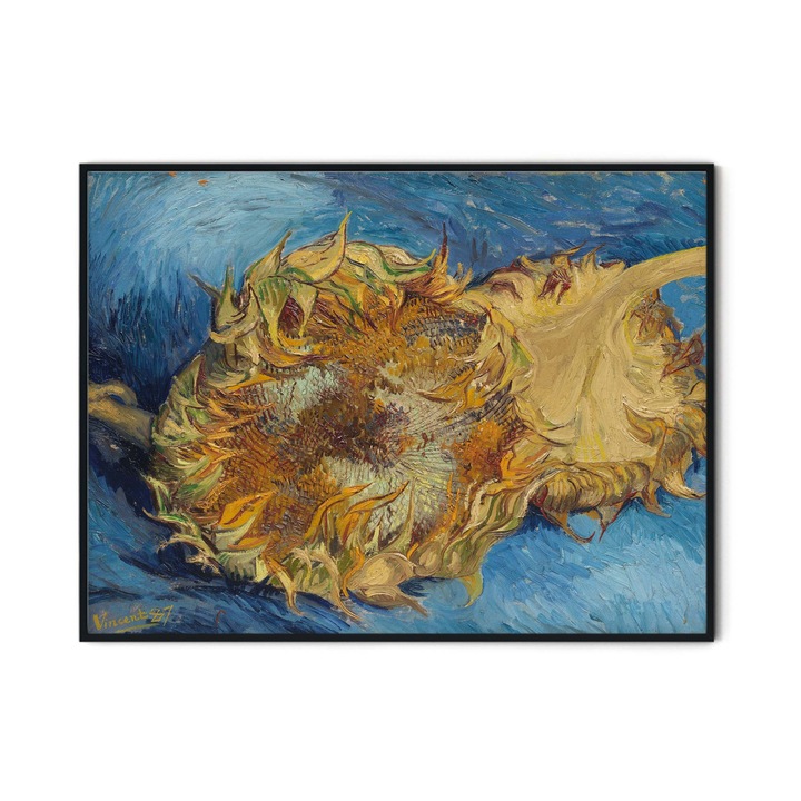 Tablou decorativ color, Intaglio, Clasic, floarea soarelui, Sunflowers de Van Gogh, fara rama, print pe hartie foto Fine Art 91 cm 61 cm