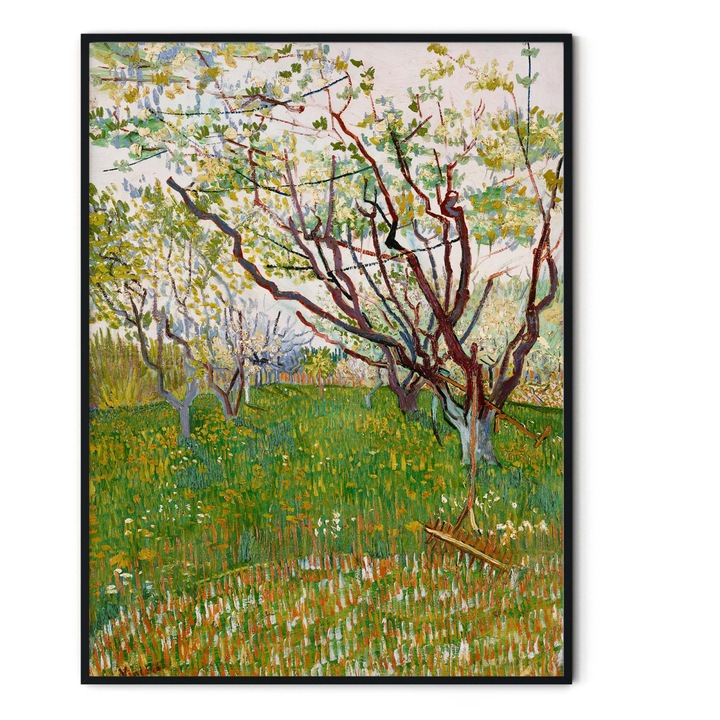 Tablou decorativ color, Intaglio, Clasic, copac cu flori, The Flowering Orchard de Van Gogh, fara rama, print pe hartie foto Fine Art 91 cm 61 cm