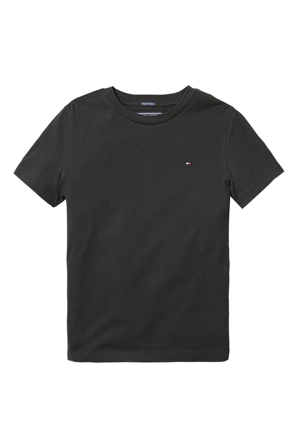 Tommy Hilfiger, Tricou din bumbac organic cu decolteu la baza gatului, Negru, 116 CM