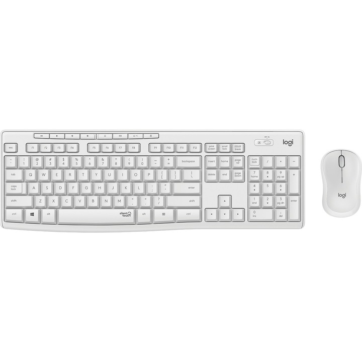 Комплект клавиатура и мишка Logitech 920-009819, безжична, бяла, DE оформление