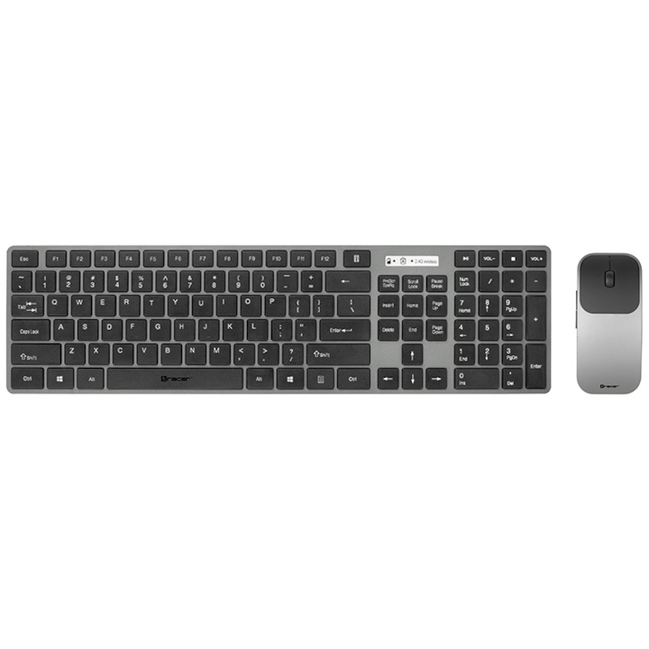 Комплект клавиатура и мишка Tracer TRAKLA46773, RF Nano, Безжична, Сив