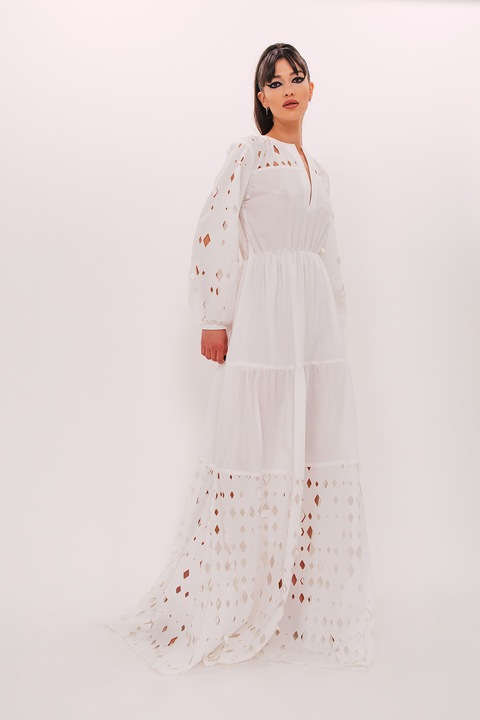 UVIA, Rochie maxi cu decupaje, Alb, XS