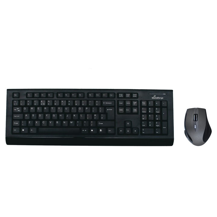 Set tastatura si mouse MediaRange MROS104-UK, wireless, negru, EN layout