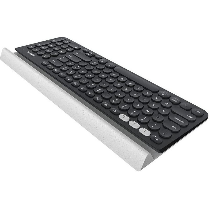 Tastatura Logitech 920-008034, wireless, alb-negru, DE layout