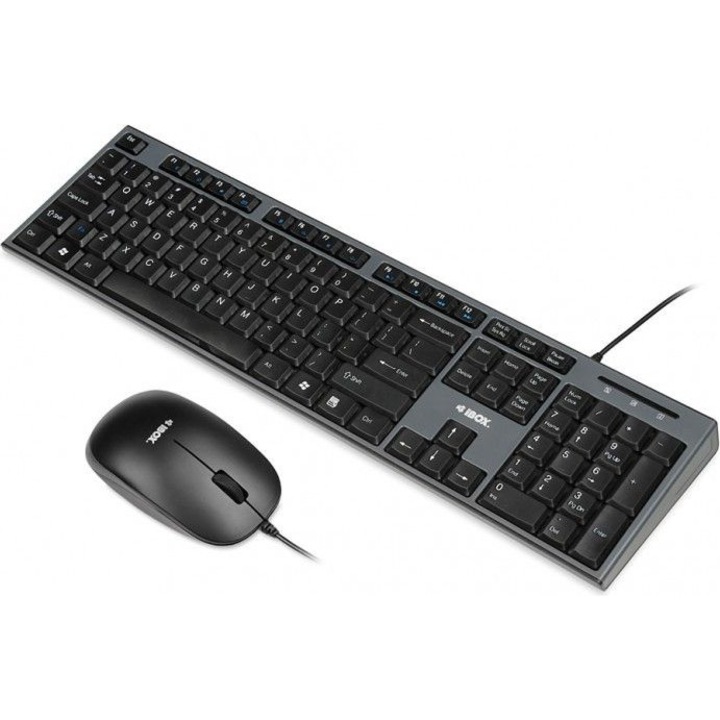 Комплект клавиатура и мишка iBox IKMS606, черен, с кабел, EN