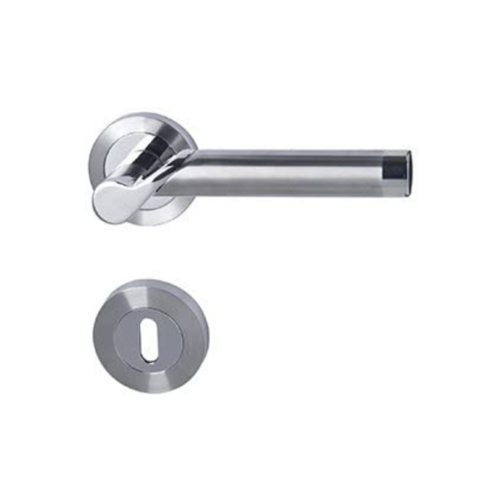 Maner usa interior, Eindhoven-R BB, rozeta rotunda, din otel inoxidabil, argintiu