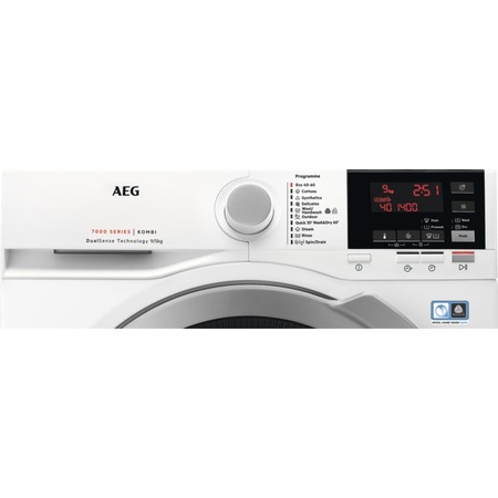 Masina de spalat rufe cu uscator AEG L7WBGO49S, Spalare 9 kg, Uscare 5 kg, 1400 rpm, Clasa C, Motor OKOInverter, DualSense, ProSense, ProSteam, Alb