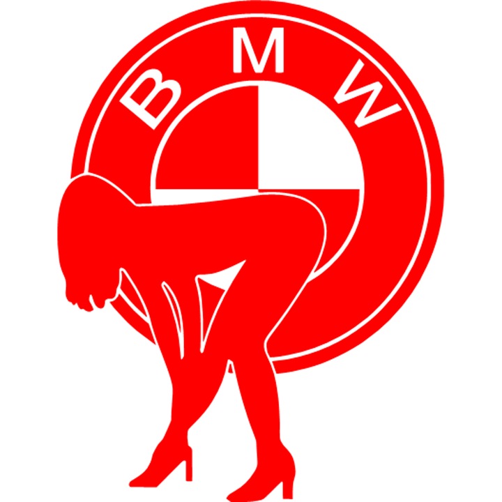 Sticker auto "Bmw femeie sexy'', 16x12cm, Rosu