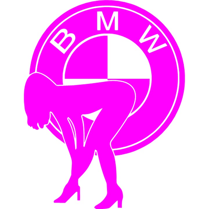 Sticker auto "Bmw femeie sexy'', 16x12cm, Roz