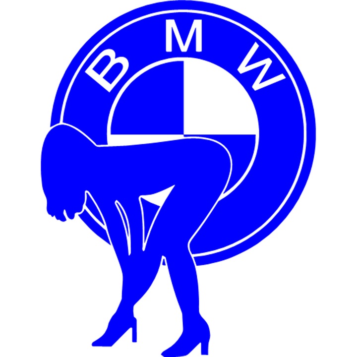 Sticker auto "Bmw femeie sexy'', 16x12cm, Albastru