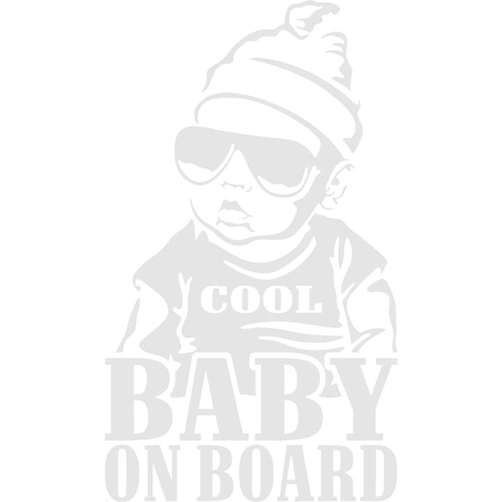 Sticker auto "Cool baby on board'', 17x10cm, Alb