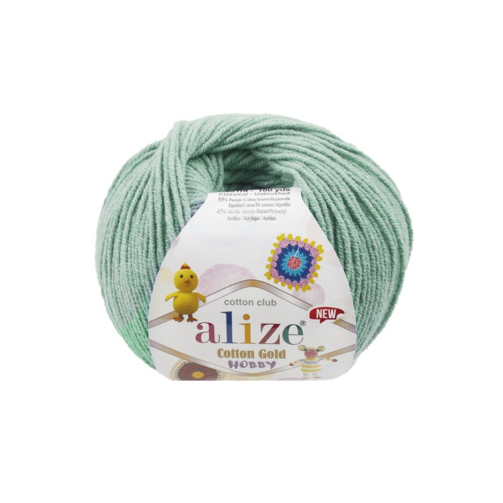 Fir Textil Alize Cotton Gold Hobby New 15, pentru crosetat si tricotat, acril, turcoaz, 165 m