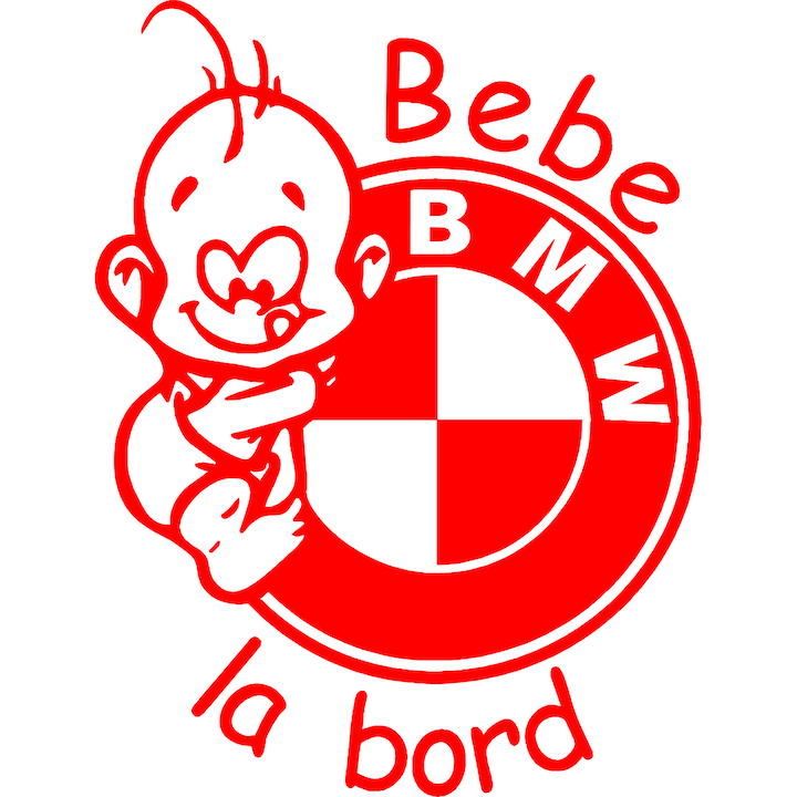 Sticker auto "Bebe la bord bmw'', 17x13cm, Rosu