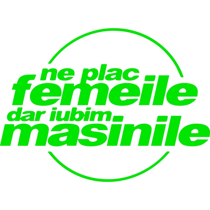 Sticker auto haios "Ne plac masinile, dar iubim femeile", 18x13cm, verde