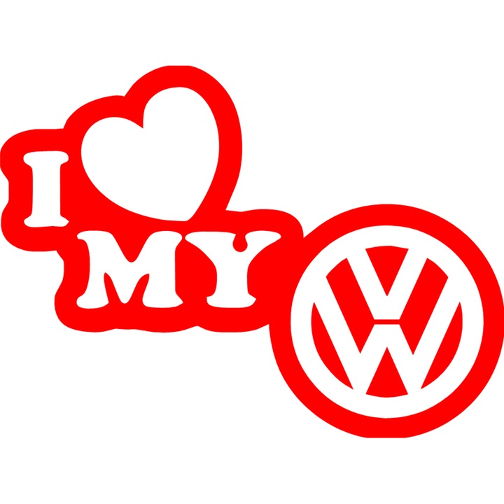 Sticker auto "Love bmw'', 20x71cm, Rosu