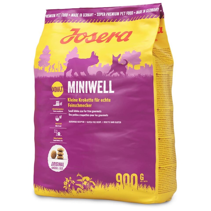 Hrana uscata caini adulti talie mica, JOSERA Dog Miniwell, cu pasare 900g