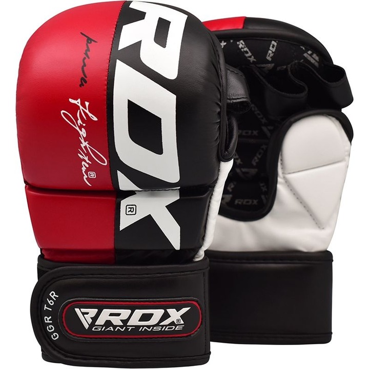 MMA kesztyű, Sparring REX Red T6, természetes bőr, S, piros/fekete