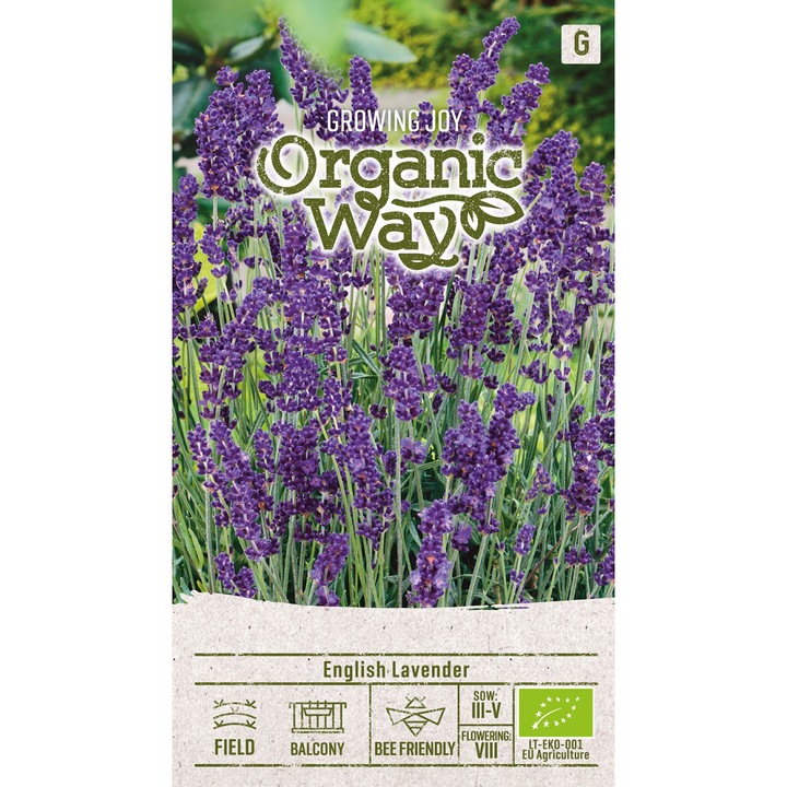 Seminte ecologice, Lavanda English Lavender, Organic Way, plic, 0.4 grame