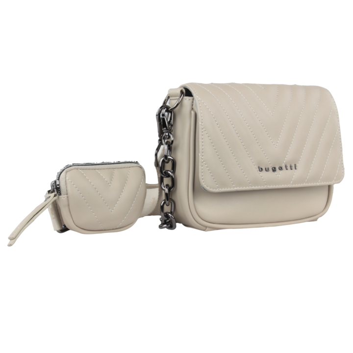 BUGATTI táska, Sira bézs, láncos, szíjas pánt, kiegészítő pénztárcával
