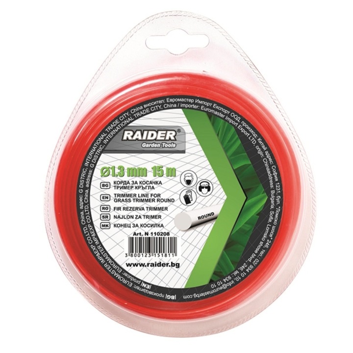 Fir trimmer Raider 110208, 1.3 mm, 15 m, forma rotunda