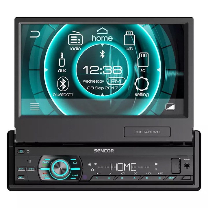 FM / AM autós lejátszó, Bluetooth, USB, SD, Aux, 7 hüvelykes érintőképernyős LCD kijelzővel, 4x 40 W maximális teljesítmény