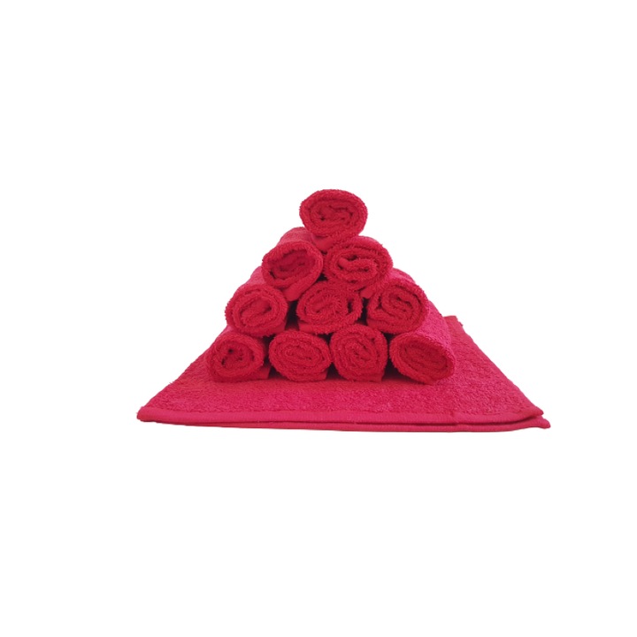 Комплект 10 кухненски кърпи, 30х30 см, 100% памук, Червен