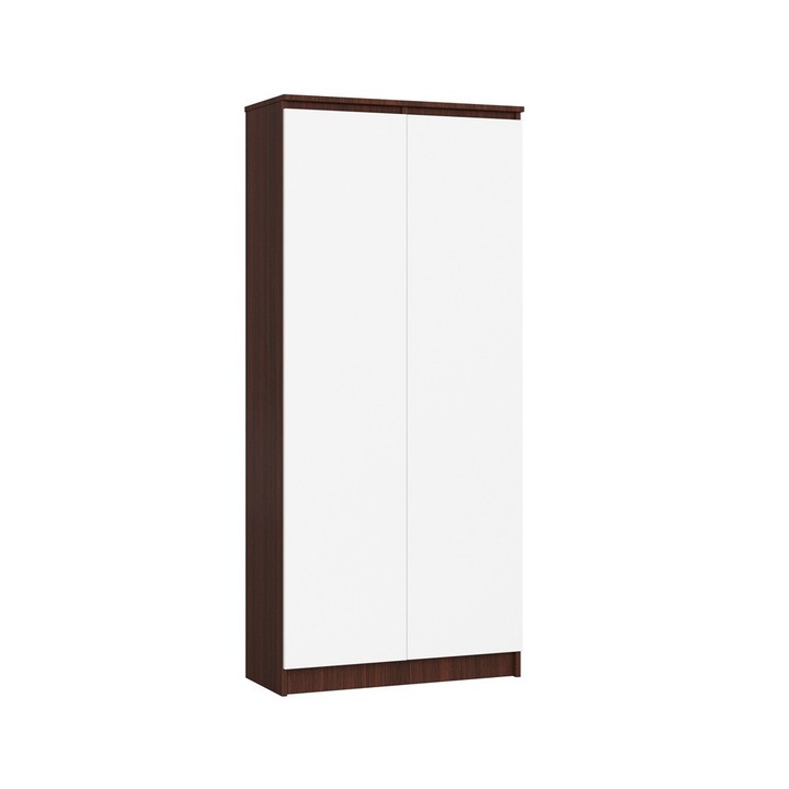 Dulap cu 2 usi Akord Furniture Factory, R80 CLP, PAL, 180x80x35cm, Wenge/Alb