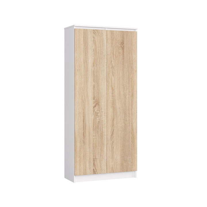 Dulap cu 2 usi Akord Furniture Factory, R80 CLP, PAL, 180x80x35cm, Alb/Sonoma