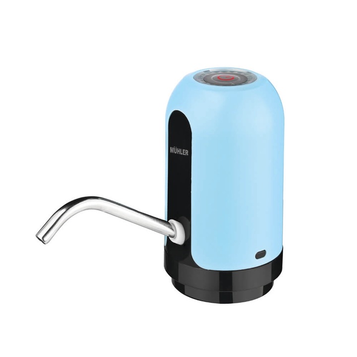 Електрическа помпа за вода Muhler WP-055, За галони 19 л, USB зареждане, LED индикатор, Син/черен
