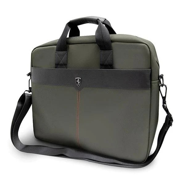 Geanta pentru laptop, Ferrari, Off Track Urban Collection, 16 inch, Khaki, Curea detasabila, Rezistenta la apa