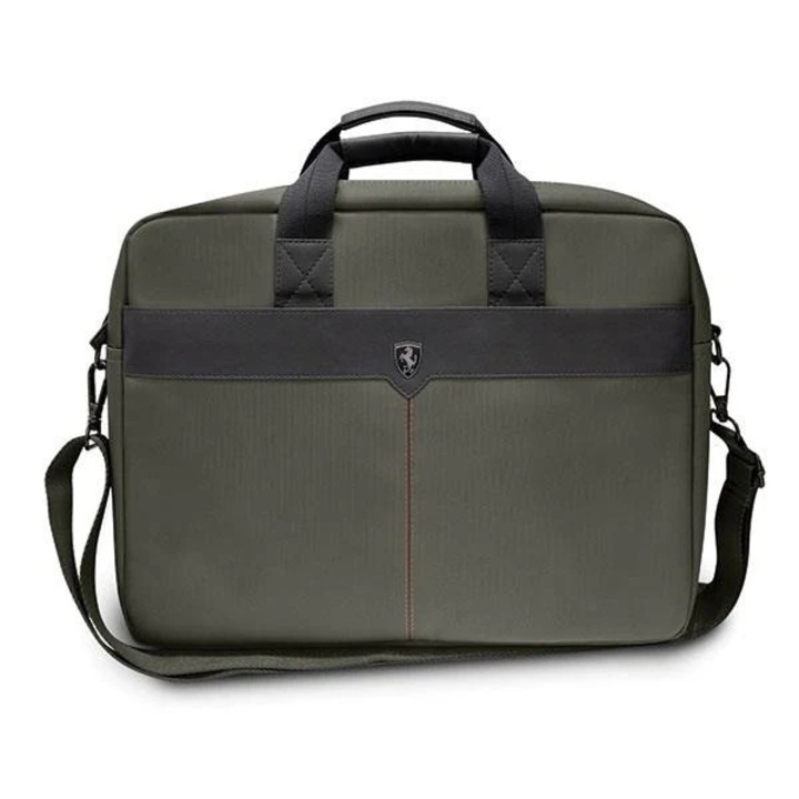 Geanta pentru laptop, Ferrari, Off Track Urban Collection, 16 inch, Khaki, Curea detasabila, Rezistenta la apa