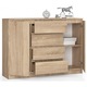 Comoda Akord Furniture Factory, 2 Usi/ 4 Sertare, 138 x 99 x 40 cm, Pal, Stejar Sonoma