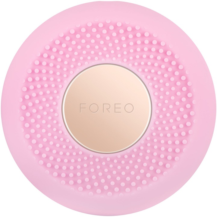 Dispozitiv FOREO UFO™ mini 2 Pearl Pink pentru aplicarea eficienta a Power Mask Device, pentru un tratament facial accelerat