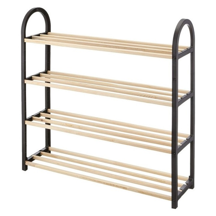 Cipőtartó, 4 fapolccal, 64 x 18 x 64 cm