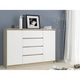 Comoda, Akord Furniture Factory, PAL, 2 usi/4 sertare, 160 x 99 x 40 cm, Sonoma/Alb