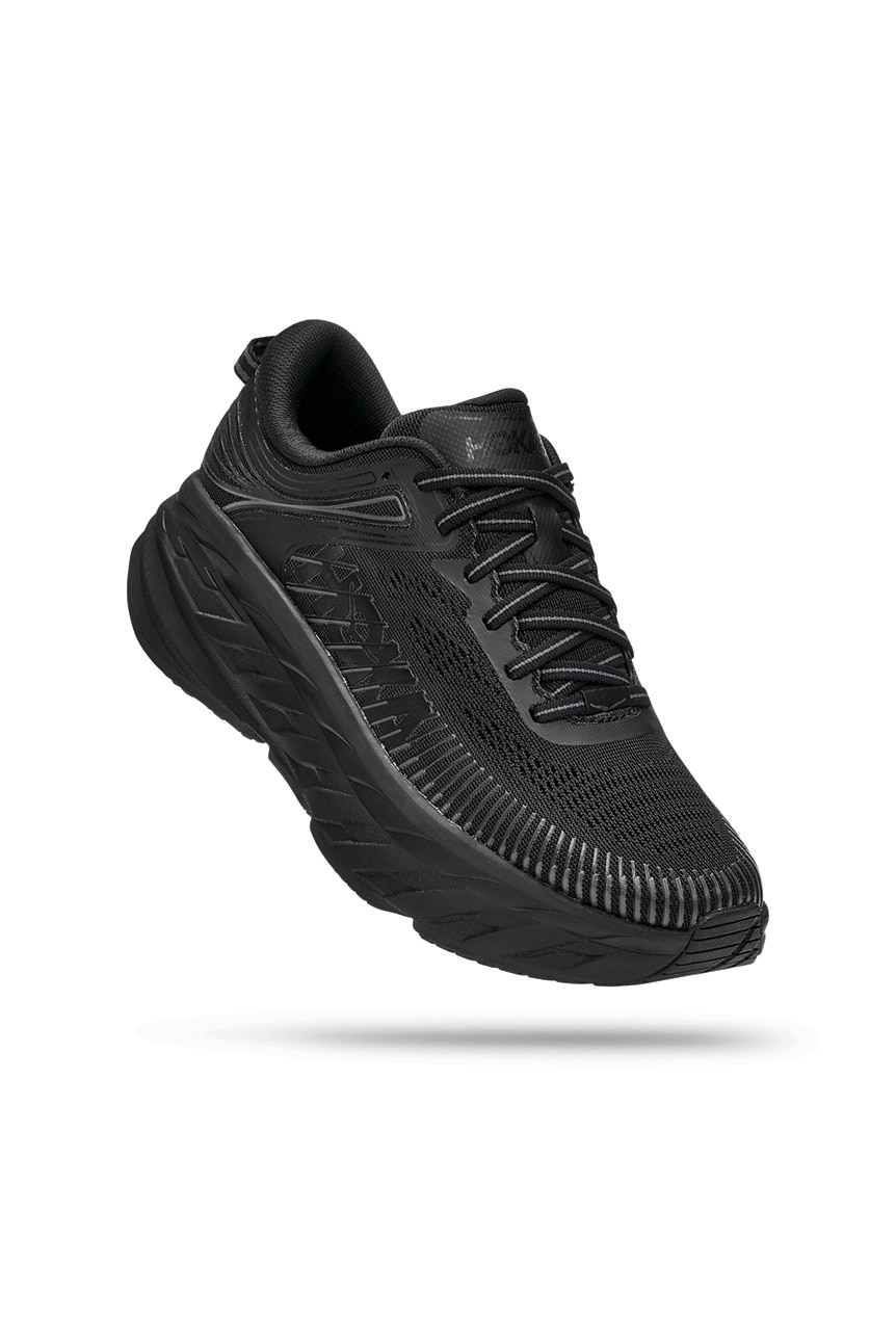 Hoka, Pantofi Bondi 7 din material textil cu insertii din material sintetic, pentru alergare, Negru, 6.5