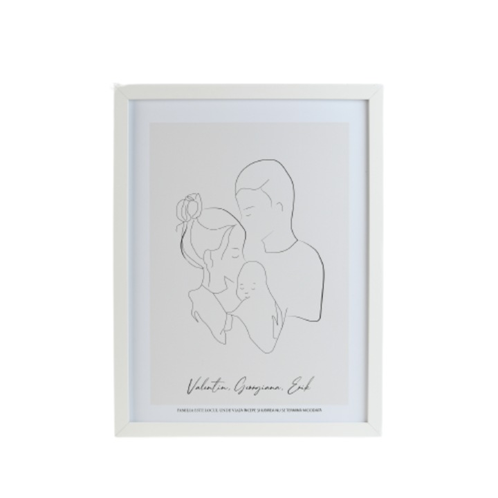 Tablou personalizat ARTLINE - Familie, cu rama, print digital, 30 x 40 cm