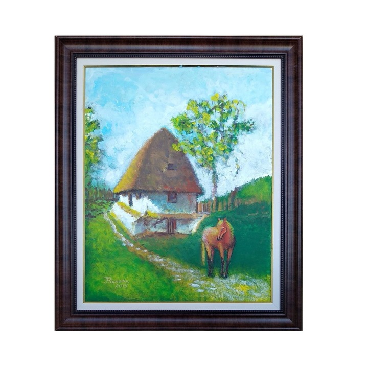 Картина - Къщата на баба, акрил върху платно, 2019 г., рамка, 52 х 62 см