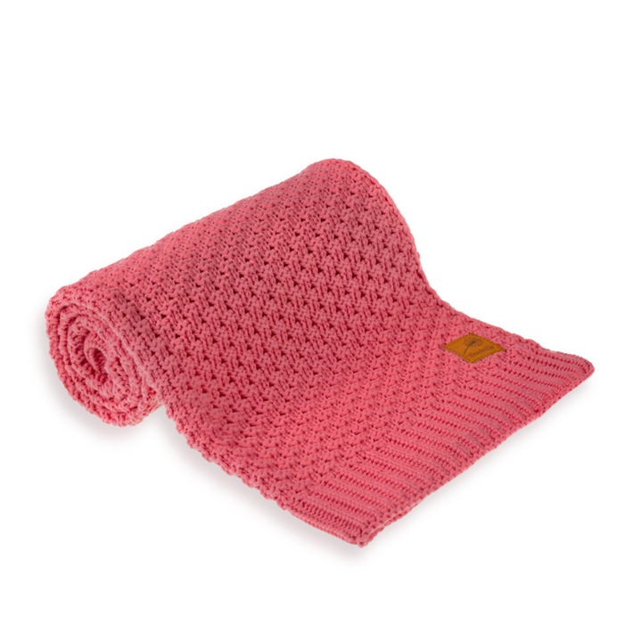 Patura tesuta pentru bebelusi, Nordville, Bumbac, 100x70 cm, Roz