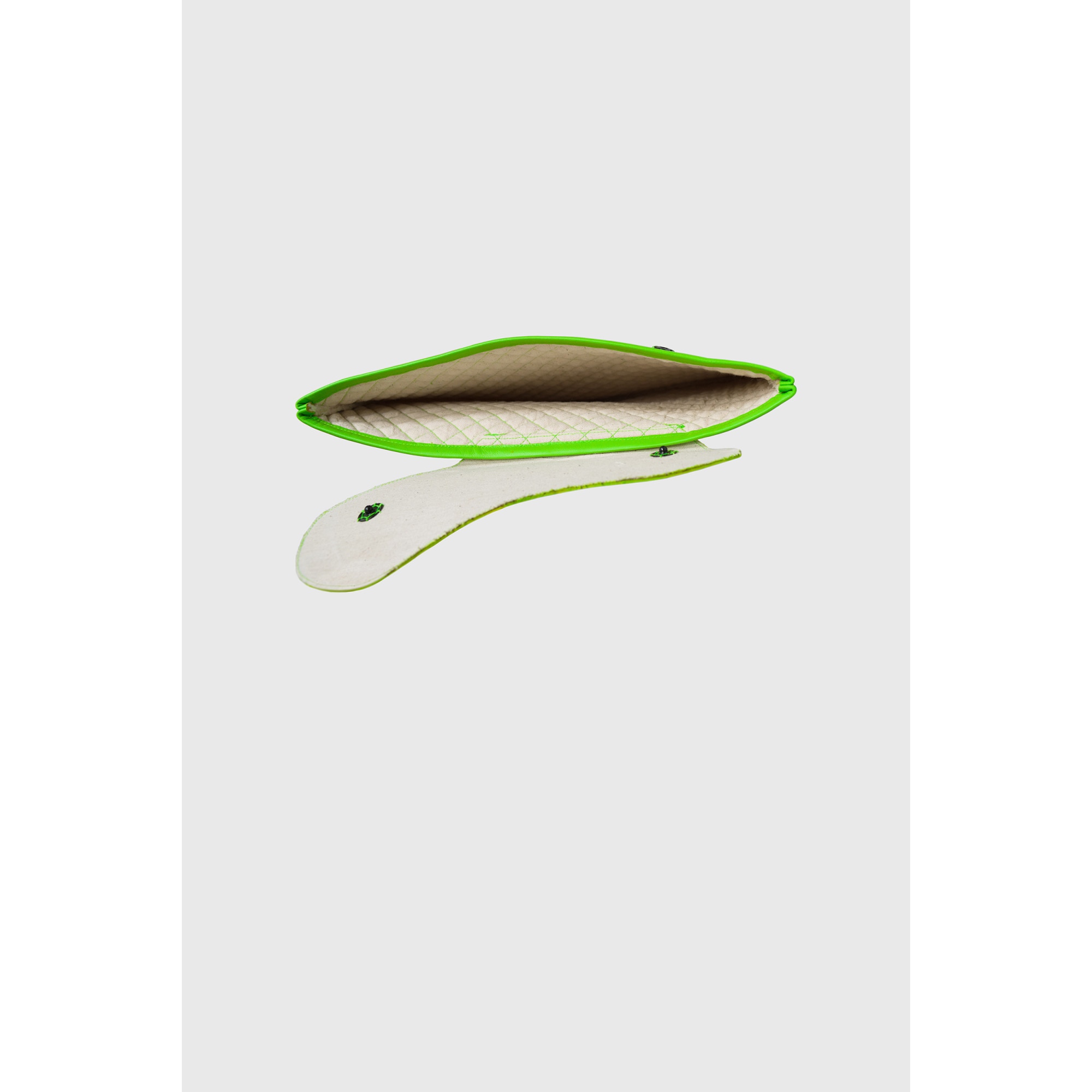 Husa Macbook/ ipad si Accesorii 13", bumbac/piele italiana, alb unt/ verde