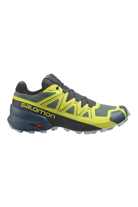 Salomon, Pantofi cu detalii contranstante, pentru alergare Speedcross 5 Trail, Verde lime/Gri
