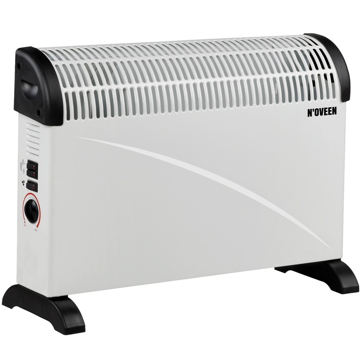 Radiator electric cu ventilator Turbo Noveen 2000 W, 3 trepte de putere, Alb