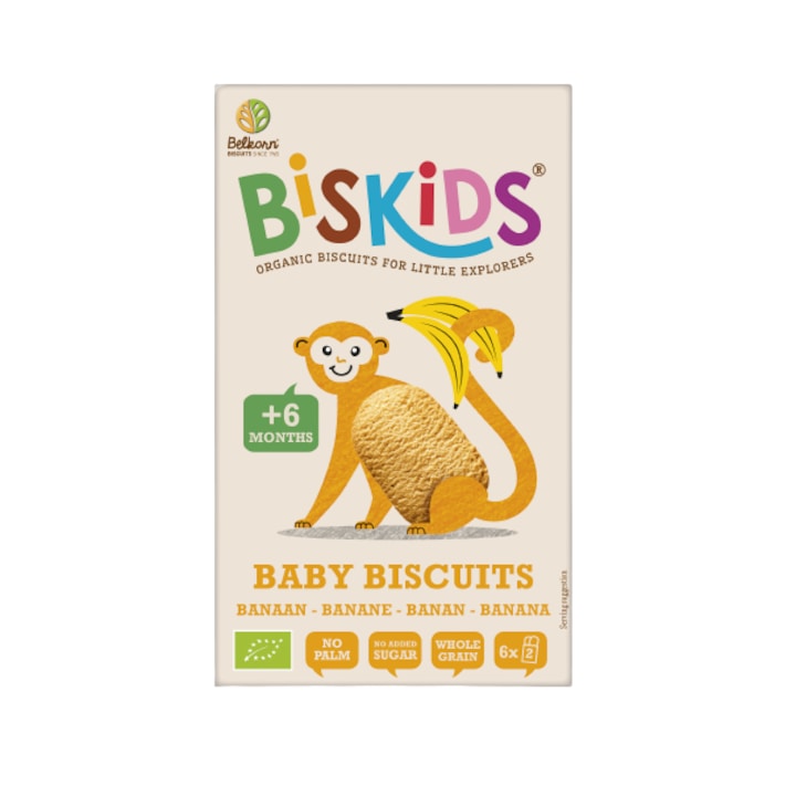 Biscuiti pentru bebe de la 6 luni cu banane ECO 120 g Belkorn