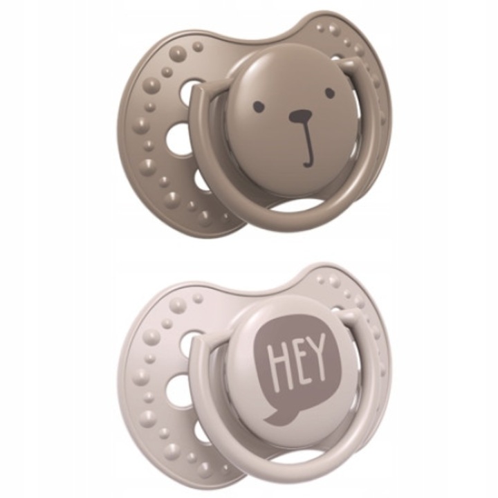 Залъгалки, Силикон, Динамични, 3-6 месеца, Комплект от 2, Розови/Кафяви