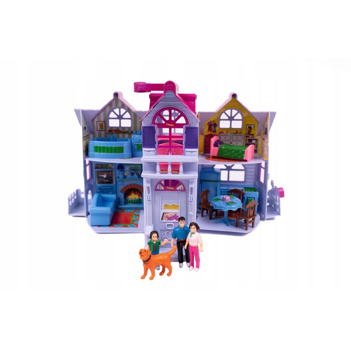 Casuta pentru papusi pliabila, 28x38x17 cm, 3+ ani, Mov