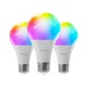 Pachet 3 Becuri LED RGBW inteligent Nanoleaf Essentials Smart, Thread, Bluetooth, E27, 9W, 806 lm, lumina alba si colorata