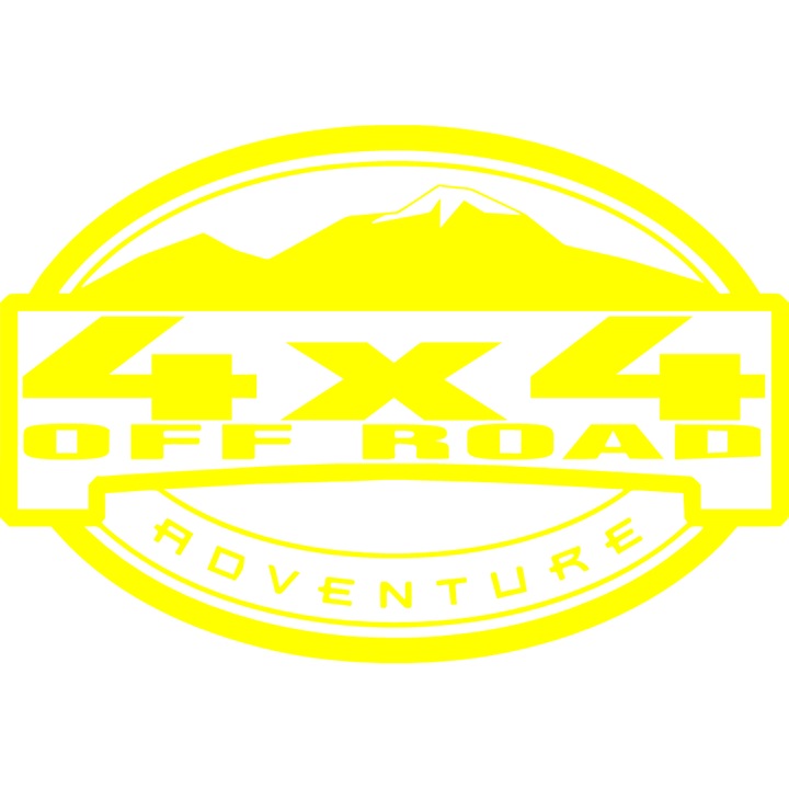 Sticker decorativ auto "off road adventure 4x4'', 23x18cm, Galben