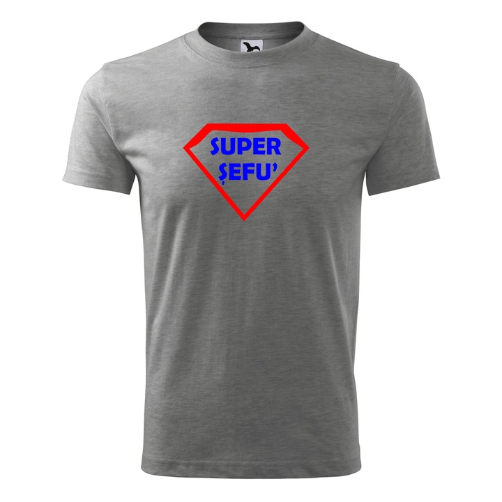 Tricou Barbat, Personalizat "Super sefu", Gri, Marime M